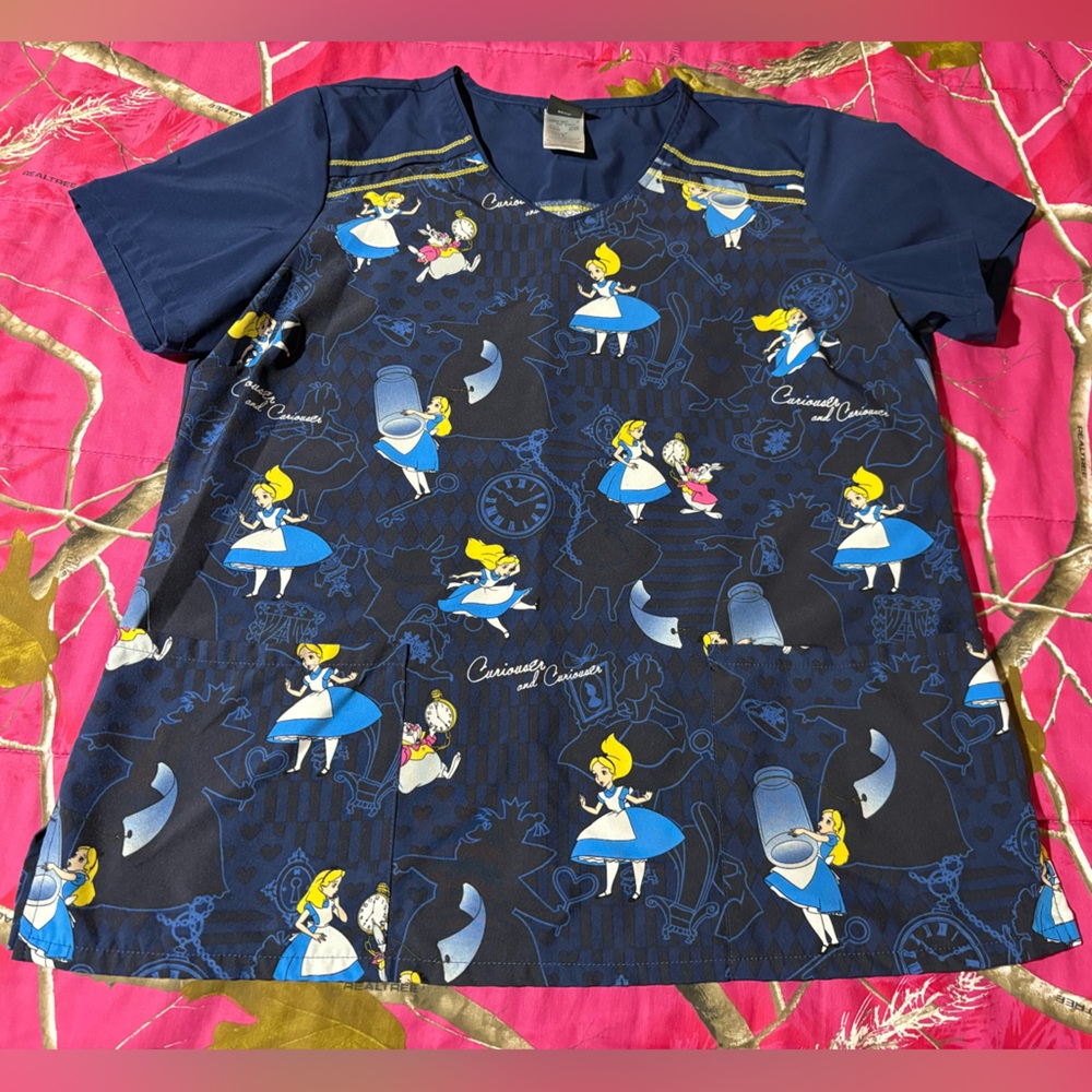 Disney Alice in Wonderland Scrub Top